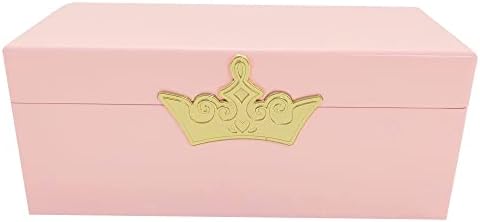 Златна Значка на Принцеса Дисни, Розова Лакирани Дървени Ковчег За Бижута, Органайзер за Бижута, Официално Лицензиран