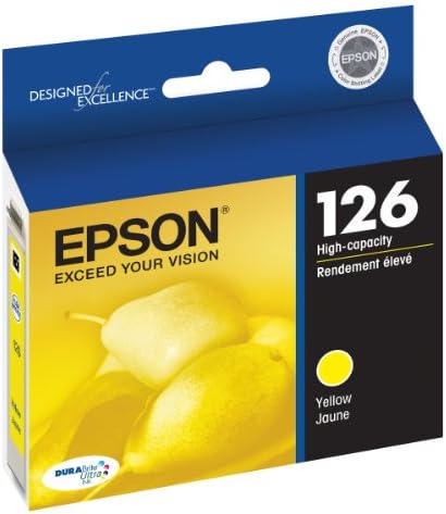 Жълт тонер касета Epson T126 DURABrite Ultra Ink стандартен капацитет (T126420-S) за някои принтери Stylus и