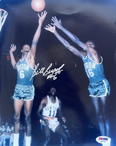 Баскетболно фотография Бил Расселла с автограф 8x10 (PSA) - Снимки на НБА с автограф