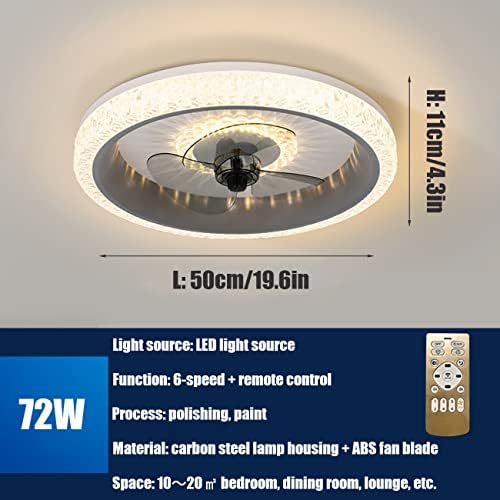 Безшумни Вентилатори CUTYZ с Тавана лампи 6-Стъпка Обръщане на Детски вентилатор с Дистанционно Управление Led