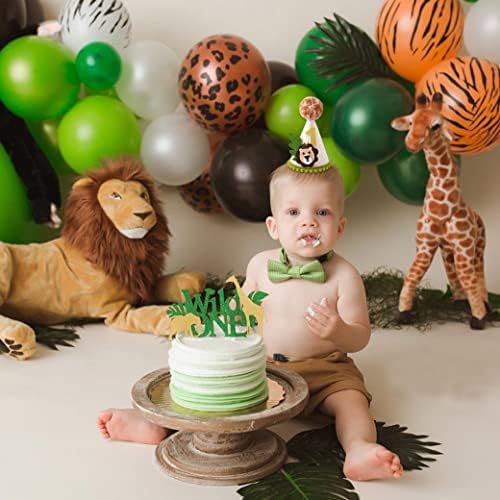 Шапка за Сафари на 1-ви рожден ден, за момчета - Короната на първия рожден ден в стил Лъв, Украса за рожден Ден Wild One, рожден Ден Сафари в джунглата Шапка за Сафари на 1-в