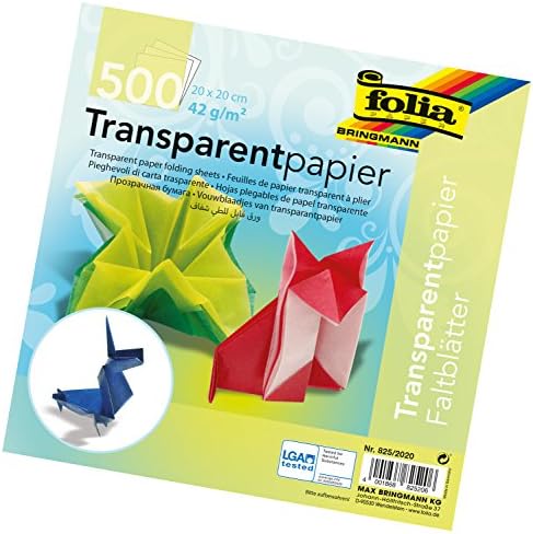 Бистра Сгъваема хартия за Оригами Folia, 8 x *, Различни цветове, 500 Листа