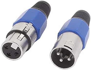 X-DREE Чифт XLR 3-Пинов конектор + Жена Аудиоадаптер за микрофонного кабел Син цвят (Чифт XLR 3-пинов конектор