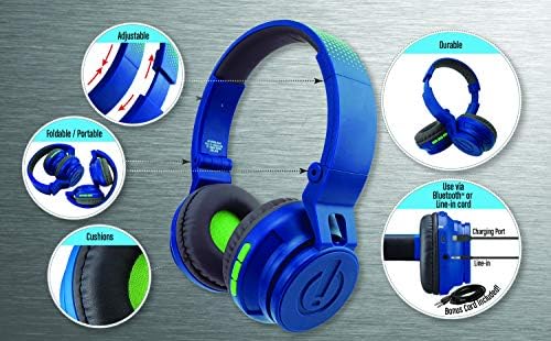 eKids Безжични Детски Bluetooth слушалки с микрофон, Преносими Слушалки с по-малка сила на звука за защита на
