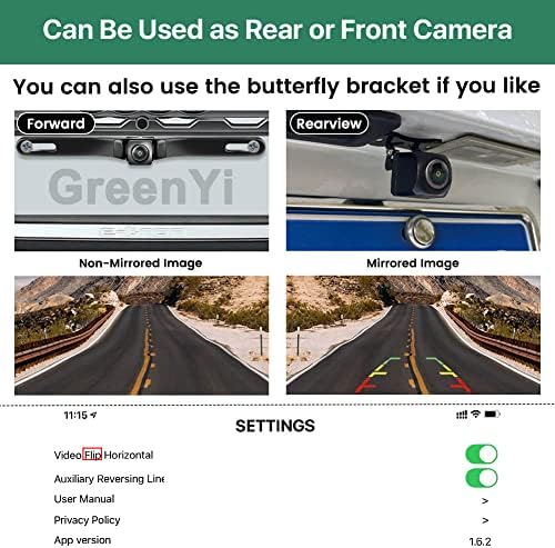 Автомобилна Безжична Резервна камера, WiFi, GreenYi 5G 720P HD Камера за обратно виждане с Автоматичен Номер знак за обратно виждане за iPhone, iPad и Android смартфони, Таблети, поддъ
