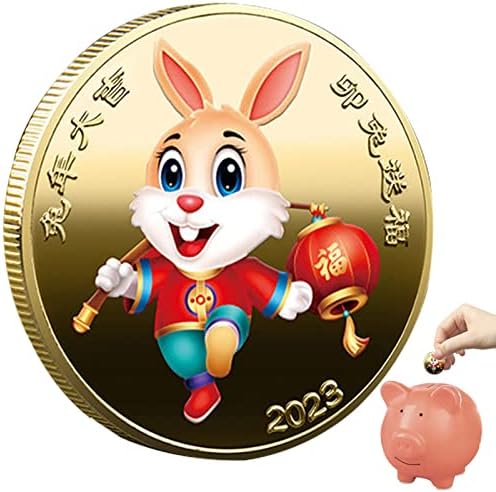 Възпоменателни Монети RIPTEADRY 2023 Китайски Зодиакални Заек, Монети Китайски Зодиакални Годината на Заек 2023, Колекционерски Монети с Цветен Заек, Подаръци За Китайска?