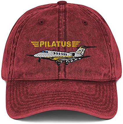 Реколта шапка с бродерия под формата на самолет Pilatus (AIRG9CPC24-GLD) - Добавете своя N