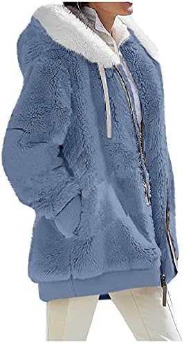 FOVIGUO Дамско Зимно палто, Зимни Пуловери за жени с Качулка и Дълъг Ръкав, Класически Мек Пуловер с V-образно