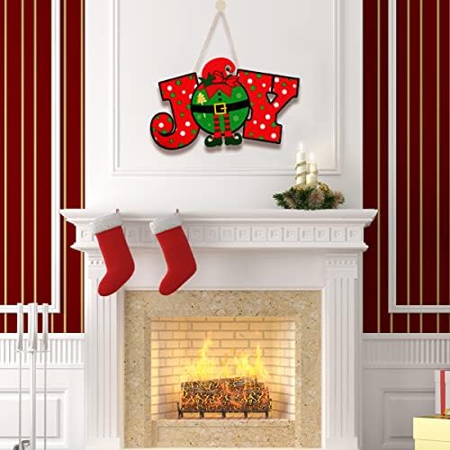 Дървени Табели Коледа Joy - Реколта Бижута Коледа Elf Joy, Стенни Табела с Надпис Коледа Joy, Коледа Коледа