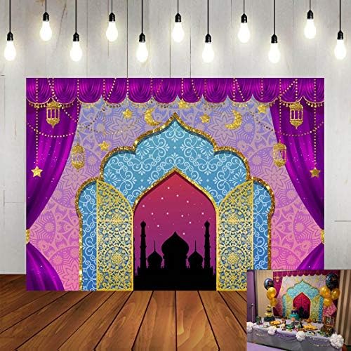 Арт Студио 7x5 фута Арабски Нощи Магически Джин Тематичен Фон За Снимки Марокански Декор за Парти по случай