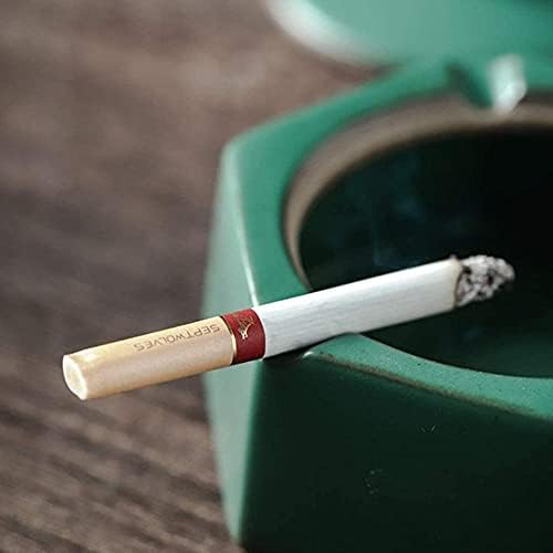 Ретро Тъмно Зелена Керамичен Пепелник С Капачка Кръгла, Квадратна Многостранна Цигара Вътрешна Украса За дома