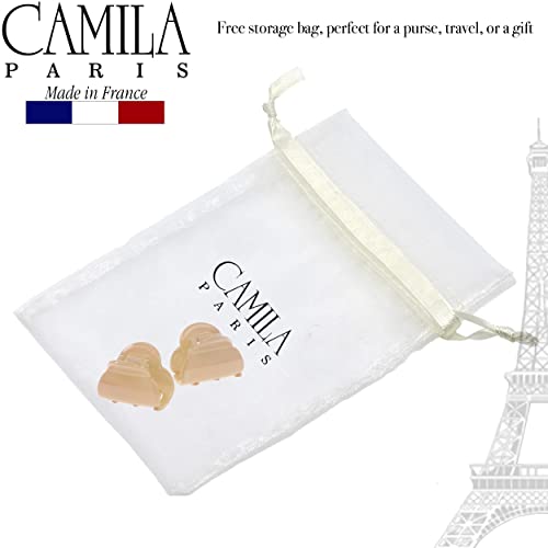 Camila Paris CP3480 Френска шнола за коса, за жени, Комплект от 2 малки бежово щипки за коса за момичета, Модни