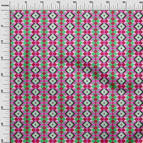 oneOone Памук поплин, розова кърпа, геометричен материал за рокли, тъкан, с принтом, двор ширина 42 инча-7271