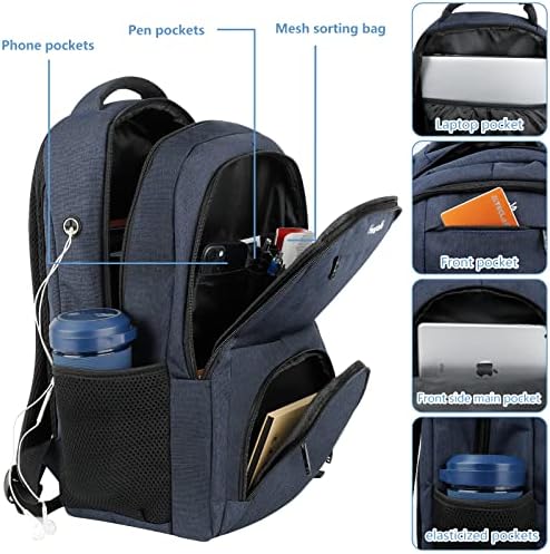 Раница за лаптоп, за бизнес пътувания, Водоустойчив, с дупка за слушалки, Мъжки Дамски чанта за лаптоп за колеж
