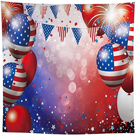 Allenjoy 7x5ft Ден на Независимостта Фон за Снимки на Американския Флаг на Звезди и Ленти Балон Декор за Ден
