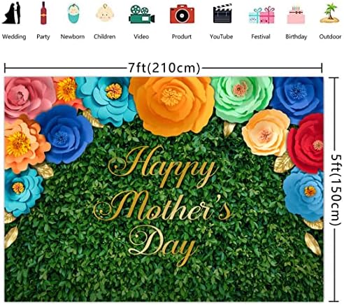 Lofaris Честит Ден на Майката Фон за Снимки Зелени Листа и Цветя Мексикански Украса Feliz диаметър de la Madre
