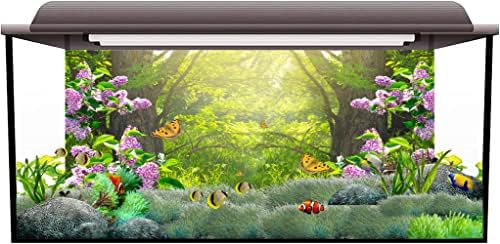 AWERT 48x24 инча Пролетен Горски Фон за Терариум Горски Цветя Цъфтят Пеперуда Природата Дървета, Слънчева Светлина