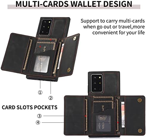 Дизайн за Samsung Note 20 Ultra 5G Folio Flip Кожен Калъф-портфейл с Отделения за кредитни карти, Калъфи за