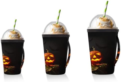 Фенер от Тиква за Хелоуин 62 многократна употреба Кафе ръкав с Лед с дръжка, Неопреновый Чаша за Напитки, кафе