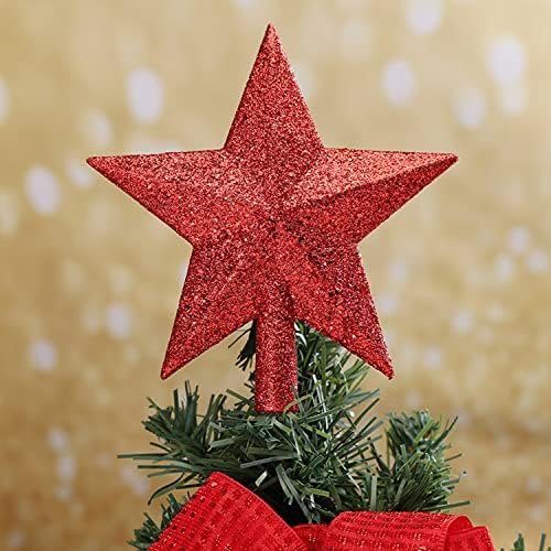 Dzrige 5,9 Блестяща Звезда На Коледното Дървото, Червена Лъскава Мини Звезда На Дървото - Празнична Коледна Елха, Украса За дома, Магазина, Търговски Център, Декорации