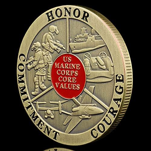 Основните Ценности на Корпуса на морската пехота на САЩ Сувенирни Монети Чест Ангажимент Монета Смелост Колекционерска