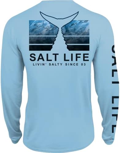 Тениска Salt Life Youth Daniele Буря Performance с дълъг ръкав, Синьо небе Хедър, Малко