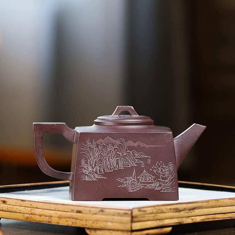 Пълен ръчно изработени лилаво саксия с пясък, квадратен кана с пузырьковым езда, квадратен чай кунг-фу, чай,