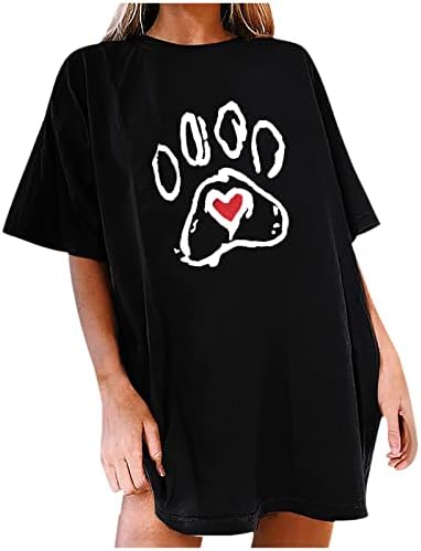 Тениска с изображение на Лапите на Любовта, Ризи за Любителите на Кучета, Женска Тениска с Принтом Лапи във