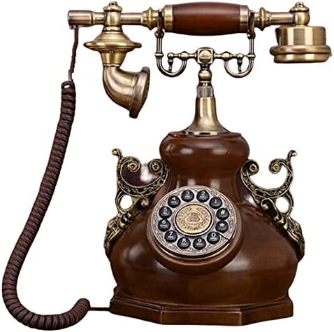 Телефон GaYouny Дървен Декоративен Опънат Стационарен телефон Класически Отточна тръба на шарнирна връзка Циферблат