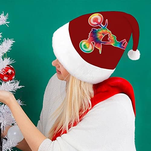 Коледна шапка каскадера за мотокрос с равен брой гласове-боя, шапка на Дядо Коледа, забавни Коледни шапки, празнични шапки за партита за жени /мъже