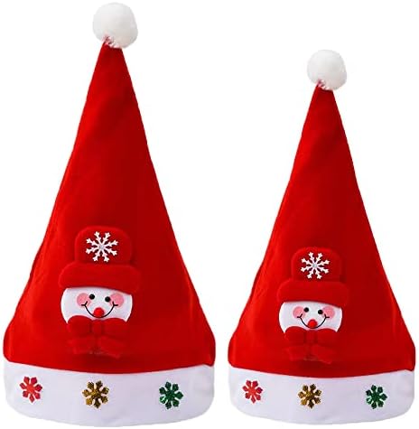 Шапка на дядо коледа, Коледна Шапка, 2 елемента Червена, Бяла Коледна Празнична Шапка за възрастни и Деца с