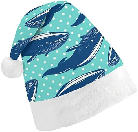 Коледна шапка в бяла точка, със сини китове Персонални шапка на дядо коледа Забавни коледни декорации