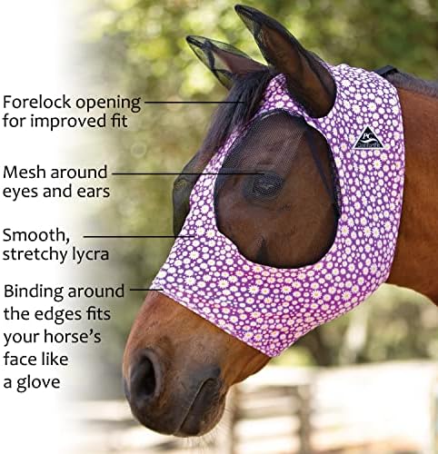 Професионална маска за борба с мухи удобна за кацане - Модел под формата на ромашек - Максимална защита и комфорт за Вашия кон