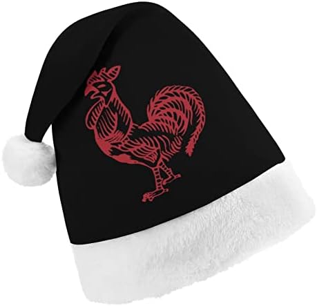 Коледна шапка с петел, мек плюшен шапчица Дядо Коледа, забавна шапчица за коледно новогодишната празнична партита