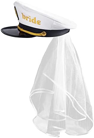 MGupzao, шапка моряк, сватбена шапка капитан за моминско парти и чанта-тоут за булка, сватбени подаръци за булката, подаръци