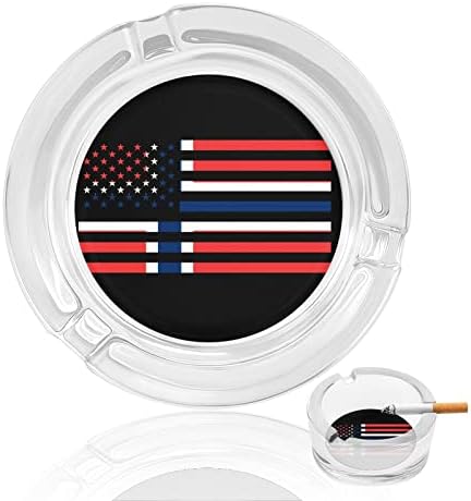 Норвегия Американски Флаг Стъклен Пепелник за Цигари, Пури Класически Кръгли Пепелници от Прозрачен Кристал