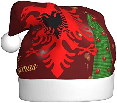 Албански Флаг Забавно Плюшен Шапка на Дядо Коледа За Възрастни, Коледна Шапка За Жени и Мъже, Празнична Коледна