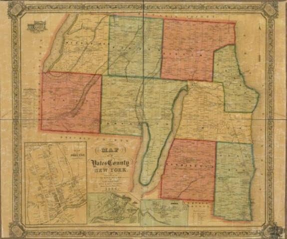 Карта на INFINITE PHOTOS 1855| Карта на име Йейтс, Ню Йорк| Дрезденский окръг Йейтс|Dresden Yates Англия, N.