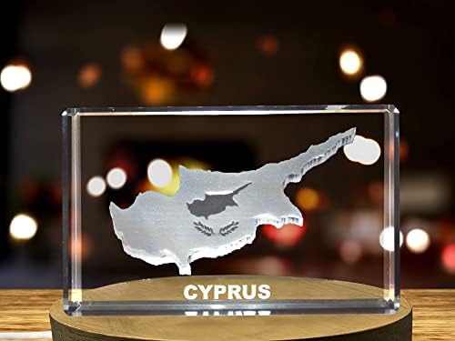 Кипърски 3D Гравиран Кристал 3D Гравиран Кристал На паметта /Подарък/ Декор / артикул /Сувенир (Средно)
