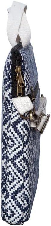 Чанта през рамо за лаптоп и таблет Ecobell от канабис с дръжки за пътуване в стил Бохо (царски син и бял 17