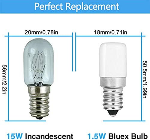 6 Опаковки Лампи за Нощно осветление BlueX LED c7 s6 с мощност 1,5 W, Еквивалент на деня на бяло 5000 К с мощност 15 W, Мини–Led лампа Candelabra E12 Base - LED за спални, Веранда, вътрешно и въ